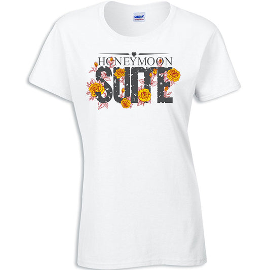 Honeymoon Suite Flower Logo White Ladies Tee